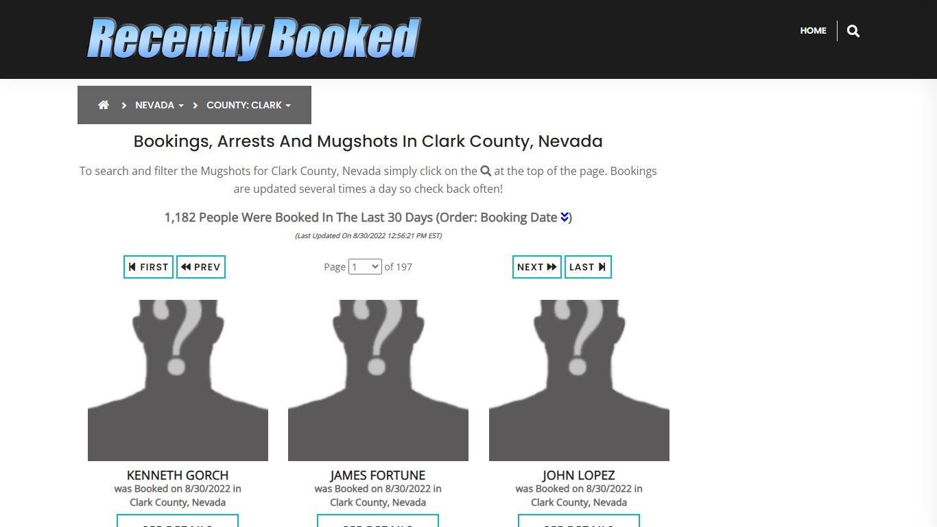 Recent bookings, Arrests, Mugshots in Clark County, Nevada