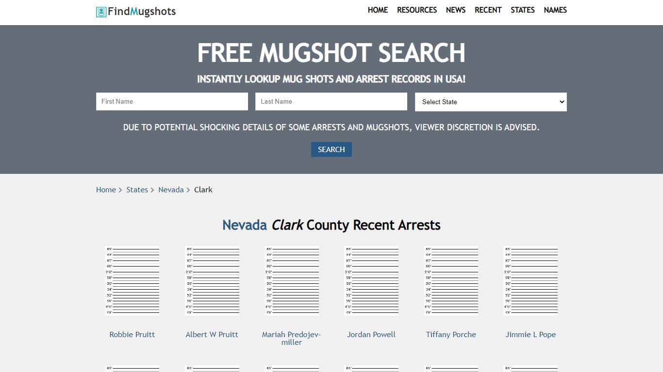 Find Clark Nevada Mugshots - Find Mugshots